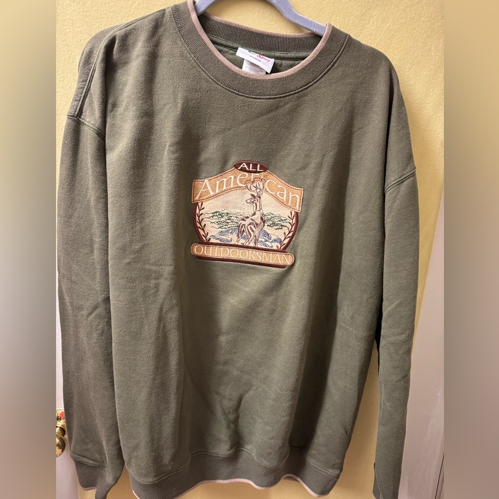 All American Outdoorsman Olive Crewneck Sweater
